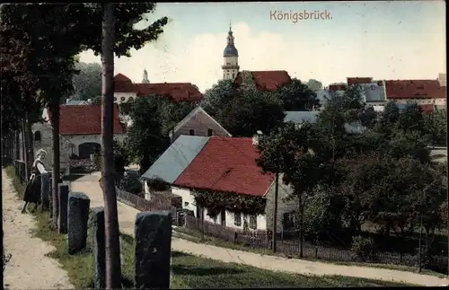 Ak Königsbrück in der Oberlausitz, Teilansicht mit Kirche