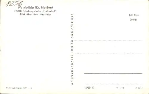 Ak Weinböhla in Sachsen, Ruderpartie auf dem Hausteich, FDGB Erholungsheim Heidehof