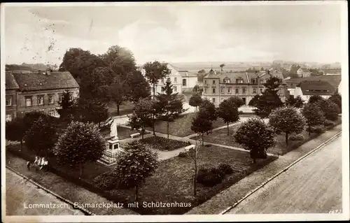 Ak Lommatzsch in Sachsen, Bismarckplatz mit Schützenhaus