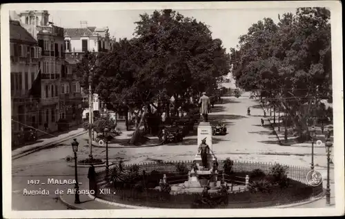 Ak Málaga Andalusien Spanien, Avenida de Alfonso XIII