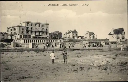 Ak Quiberon Morbihan, L'Hotel Penthievre, La Plage