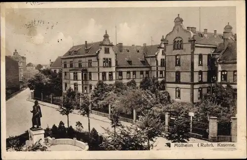 Ak Mülheim Ruhr, Partie an der Kaserne