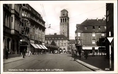 Ak Mülheim an der Ruhr in Nordrhein Westfalen, Hindenburgstraße, Rathaus