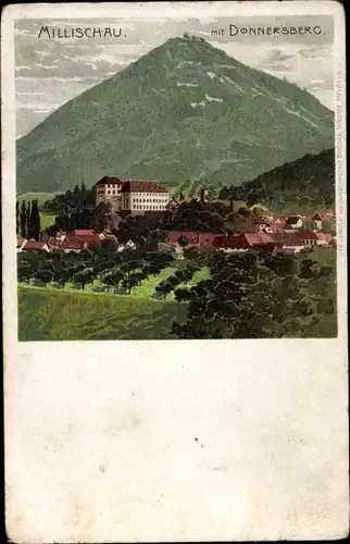 Künstler Litho Milešovka Milleschauer Donnersberg Region Aussig, Panorama