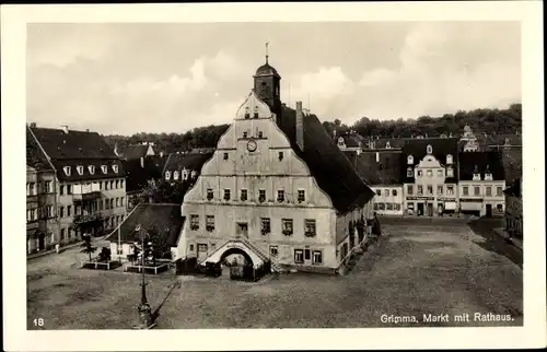 Ak Grimma in Sachsen, Markt, Rathaus