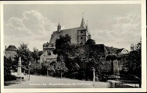 Ak Geithain in Sachsen, Nikolaikirche, Stadtmauer 
