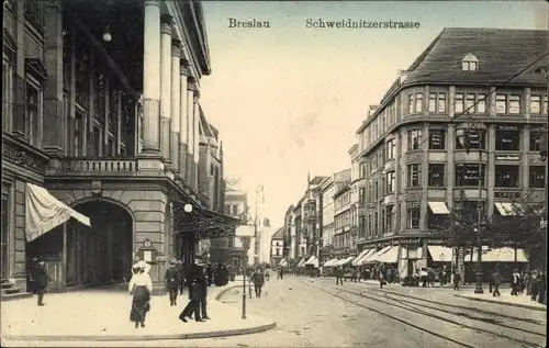 Ak Wrocław Breslau Schlesien, Schweidnitzer Straße