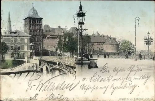 Ak Hansestadt Lübeck, Burgtorbrücke
