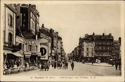 Ak Saumur Maine et Loire, Place Bilange et Rue d'Orleans