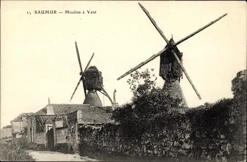 Ak Saumur Maine et Loire, Moulins a Vent