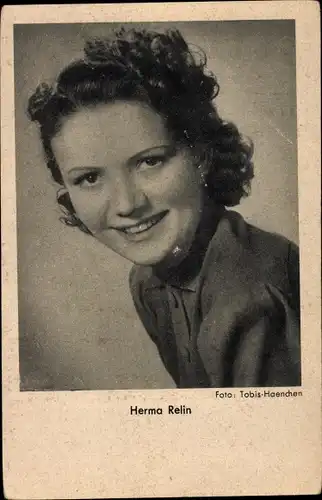 Ak Schauspielerin Herma Relin, Portrait