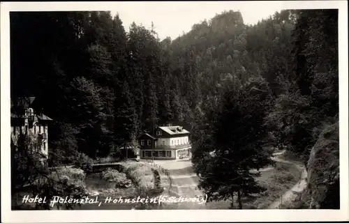 Foto Ak Hohnstein in der Sächsischen Schweiz, Hotel Polenztal, Wald