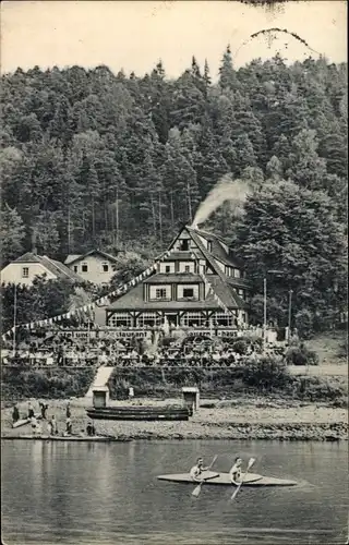 Ak Pötzscha Wehlen an der Elbe Sachsen, Gasthof Bauernhäus'l, Ruderpartie