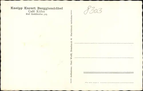 Ak Berggießhübel in Sachsen, Café Kühn