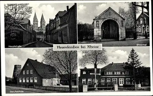 Ak Neuenkirchen Nordrhein Westfalen, Hauptstraße, Ehrenmal, Berufsschule