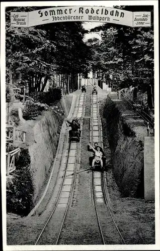 Ak Ibbenbüren im Tecklenburger Land, Sommerrodelbahn im Waldpark, E. Derhake