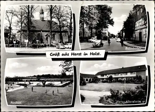 Ak Horst in Holstein, Kirche, Altersheim, Bahnhofstraße, Freibad