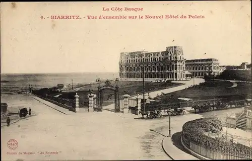 Ak Biarritz Pyrénées Atlantiques, Vue d'ensemble sur le Nouvel Hotel du Palais