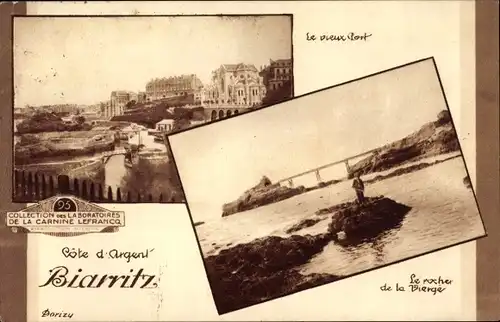 Ak Biarritz Pyrénées Atlantiques, Le vieux Port, Le rocher de la Vierge