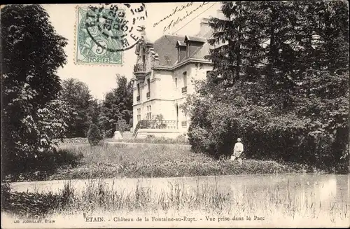 Ak Etain Meuse, Chateau de la Fontaine au Rupt, Vue prise le Parc