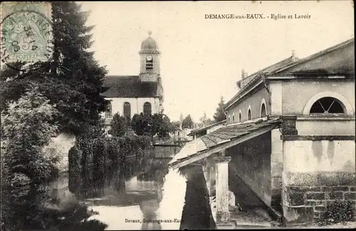 Ak Demange aux Eaux Meuse, Eglise et Lavoir