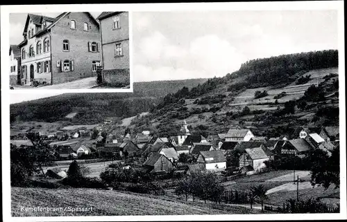 Ak Kempfenbrunn Flörsbachtal in Hessen, Gasthaus zum Löwen, Bes. Bonhard, Panorama vom Ort