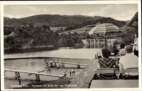 Ak Rurberg Simmerath in der Eifel, Strandbad, Obersee, Terrassenpartie, Inh. Ignaz Gerards