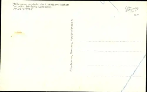 Ak Langballig in Schleswig Holstein, Haus Remmer, Müttergenesungsheim, Innenansicht