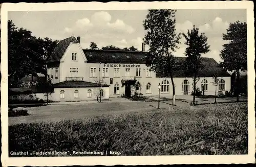 Ak Scheibenberg im Erzgebirge, Gasthof Feldschlösschen, Inh. Kurt Arnold