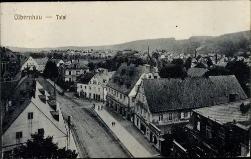 Ak Olbernhau im Erzgebirge, Stadtpanorama, Straßenpartie