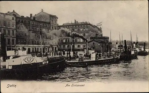 Ak Szczecin Stettin Pommern, Partie am Lotsenamt, Dampfer Nordsee