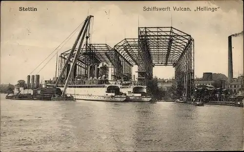 Ak Szczecin Stettin Pommern, Schiffswerft Vulcan, Hellinge