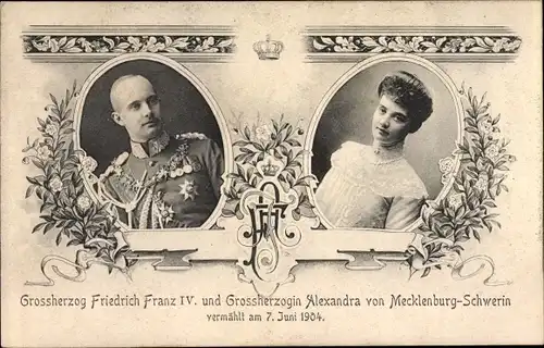 Ak Großherzog Friedrich Franz IV, Großherzogin Alexandra von Mecklenburg Schwerin, Portrait