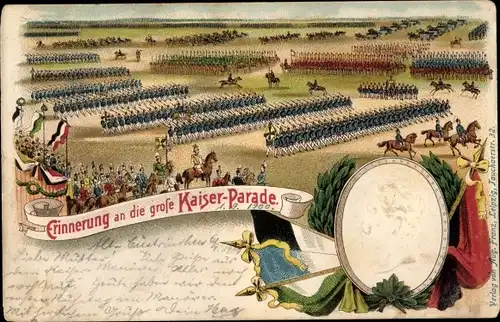 Präge Litho Erinnerung an die große Kaiserparade, Kaiser Wilhelm II.