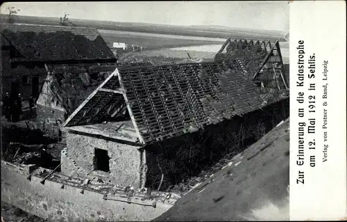 Ak Sehlis Taucha in Nordsachsen, Zur Erinnerung an die Sturmkatastrophe am 12 Mai 1912