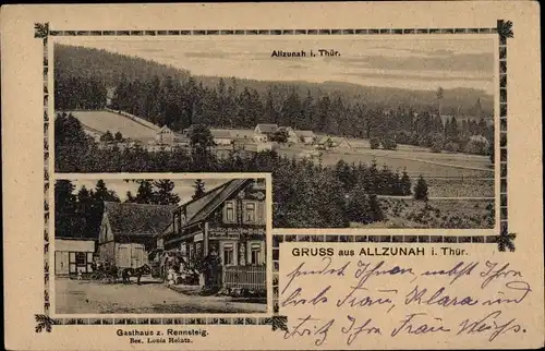 Ak Allzunah Frauenwald am Rennsteig Ilmenau in Thüringen, Gasthaus zum Rennsteig