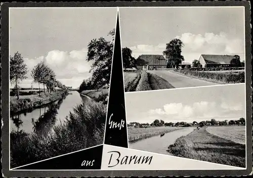 Ak Barum Lüneburger Heide Niedersachsen, Flusspartie, Straßenansicht