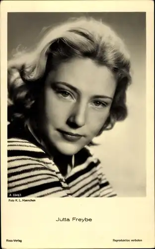 Ak Schauspielerin Jutta Freybe, Ross Verlag A 3349 1, Portrait