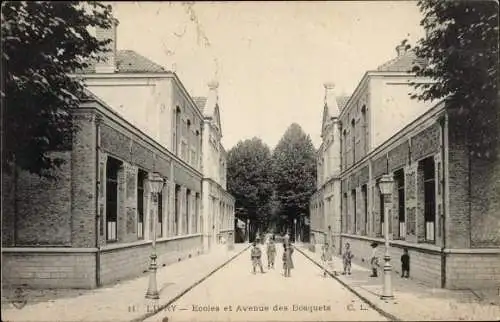 Ak Livry Seine Saint Denis, Ecole et Avenue des Bosquets
