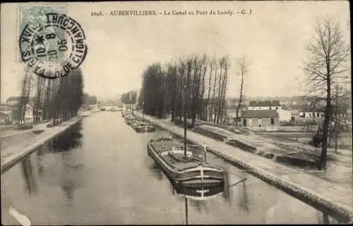 Ak Aubervilliers Seine Saint Denis, Le Canal au Pont du Landy