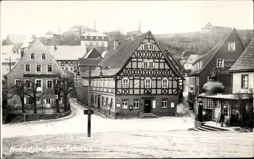 Ak Hohnstein Sächsische Schweiz, Straßenpartie, Gasthof, Fachwerkhaus