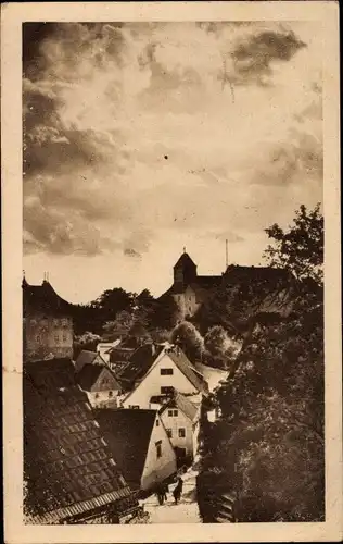 Ak Hohnstein Sächs. Schweiz, Jugendburg, Teilansicht vom Ort