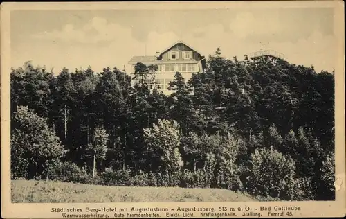 Ak Bad Gottleuba in Sachsen, Städtisches Berghotel mit Augustusturm