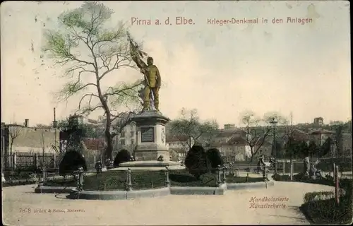 Ak Pirna, Kriegerdenkmal in den Anlagen