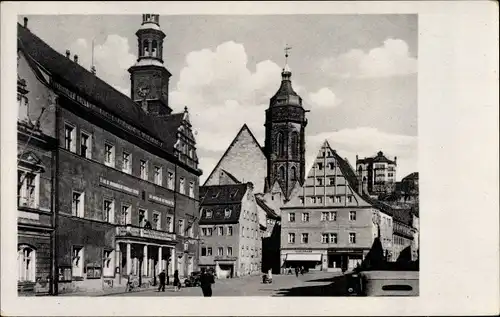 Ak Pirna an der Elbe, Rathaus, Stadtkirche, Marktplatz