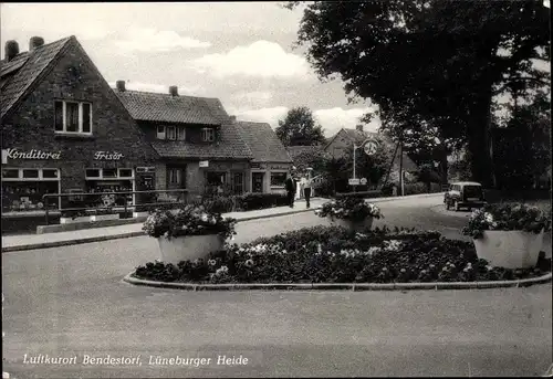 Ak Bendestorf am Kleckerwald in Niedersachsen, Straßenpartie, Konditorei, Friseur