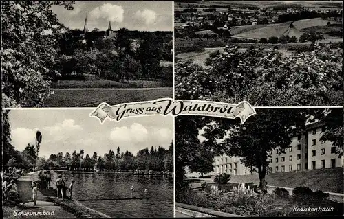 Ak Waldbröl Nordrhein Westfalen, Schwimmbad, Krankenhaus, Panorama