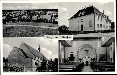 Ak Hüingsen Menden im Sauerland, Katholische Schule, Christ König Kirche, Inneres