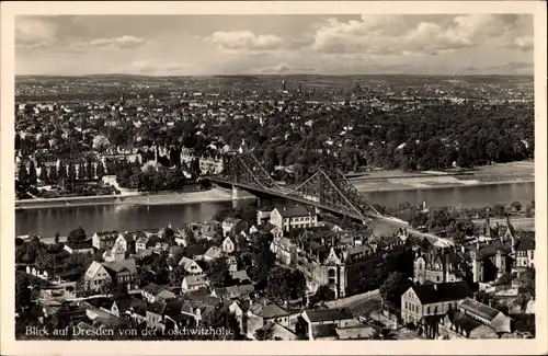 Ak Dresden Loschwitz, Panorama Loschwitzhöhe