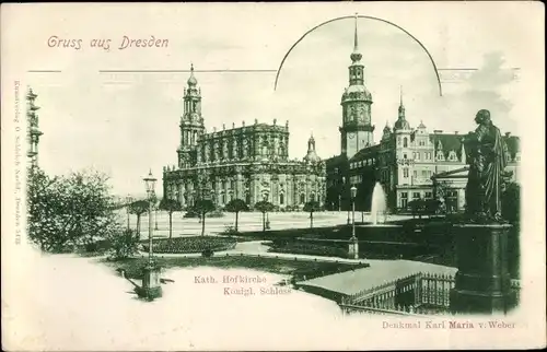 Ak Dresden, Kath. Hofkirche, Kgl. Schloss, Denkmal 